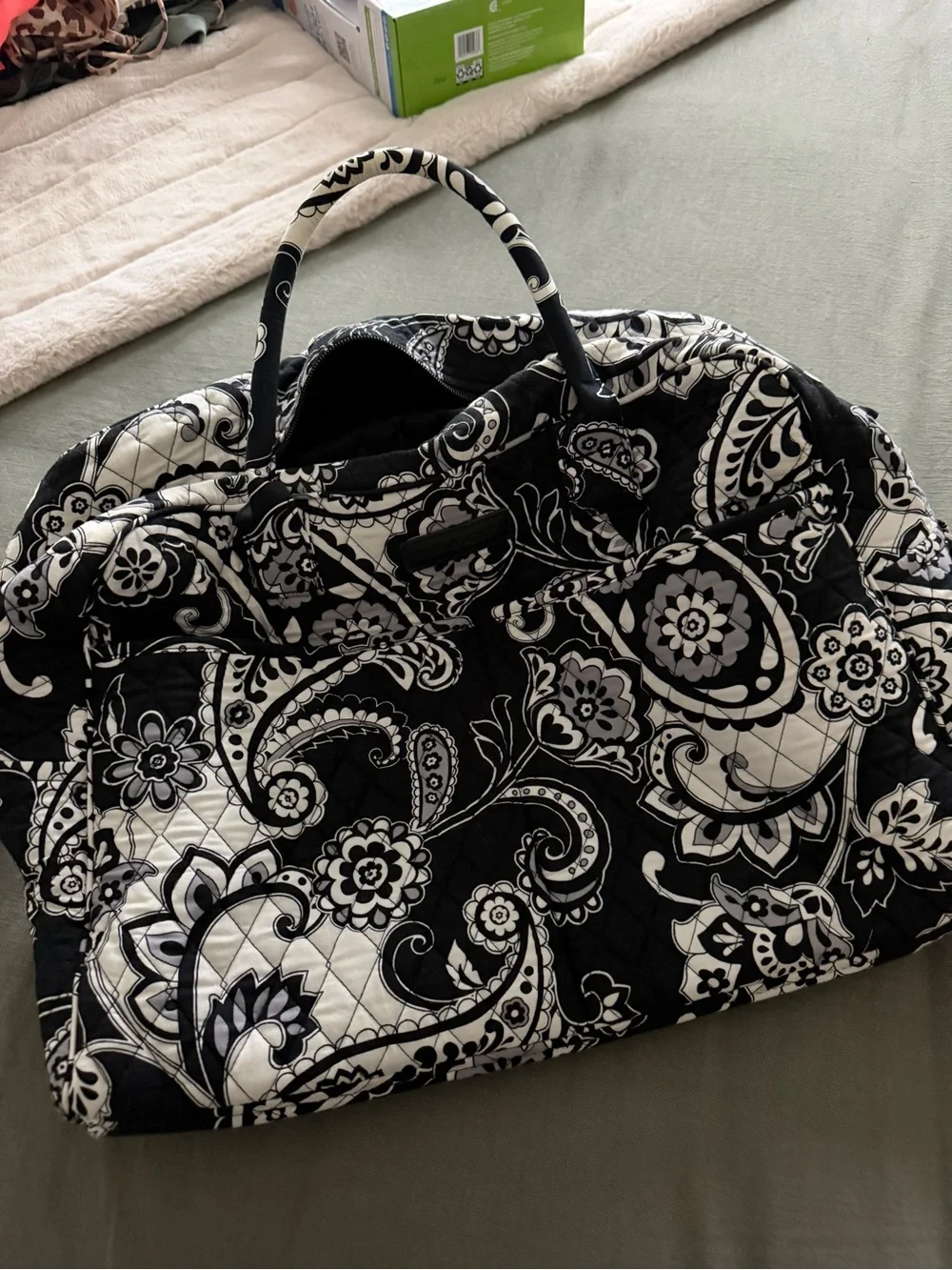 Vera Bradley Black and White Quilted Paisley Tote